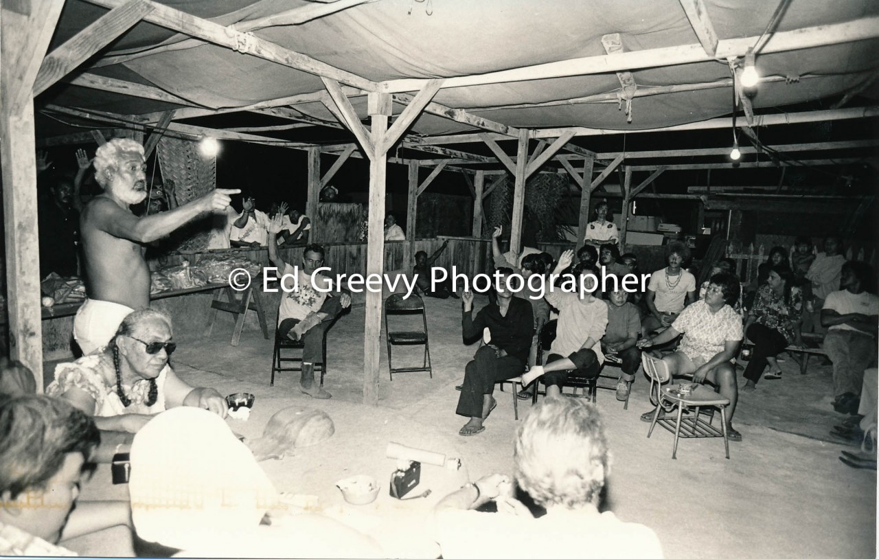 Puhipau speaks at Sand Island resident meeting  (December 1979) Negative: 4095-4-3 | Ed Greevy Photographer