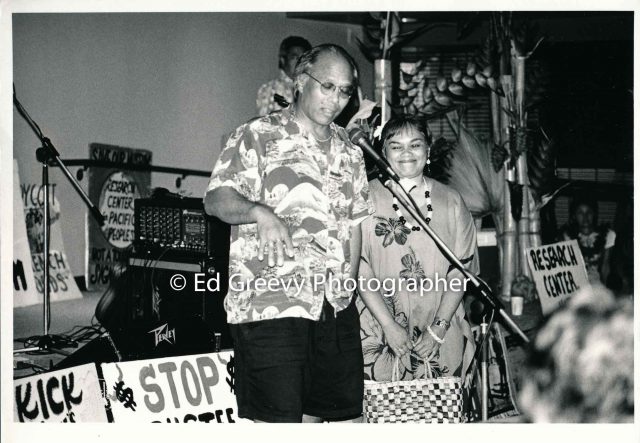 Pete Thompson and Kerri Kekoʻolani at Marion Kelly's 80th birthday party | Ed Greevy Photographer