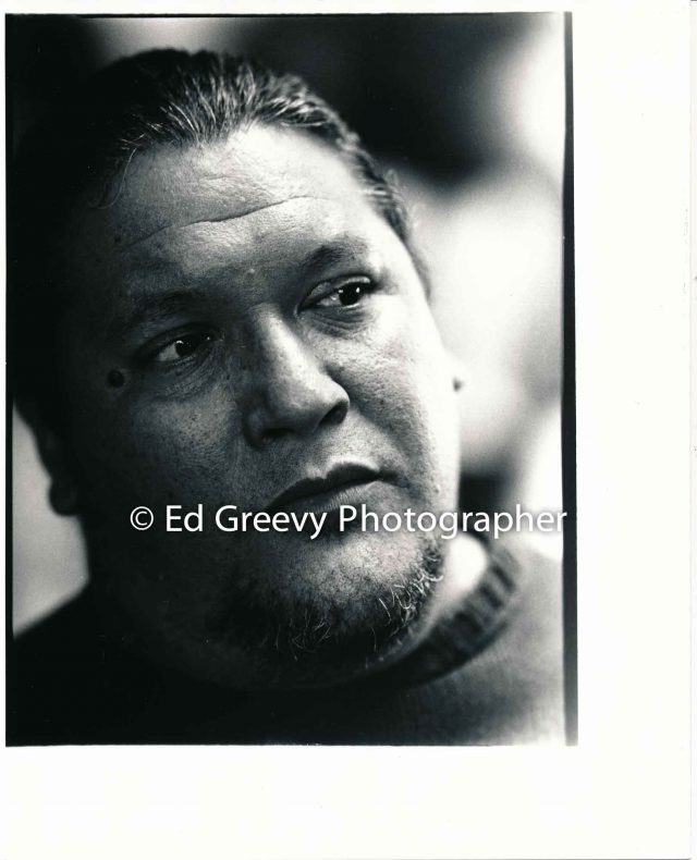 Kanalu Young at state capitol protest (17 January 2001) Negative: 9061-10-12 | Ed Greevy Photographer