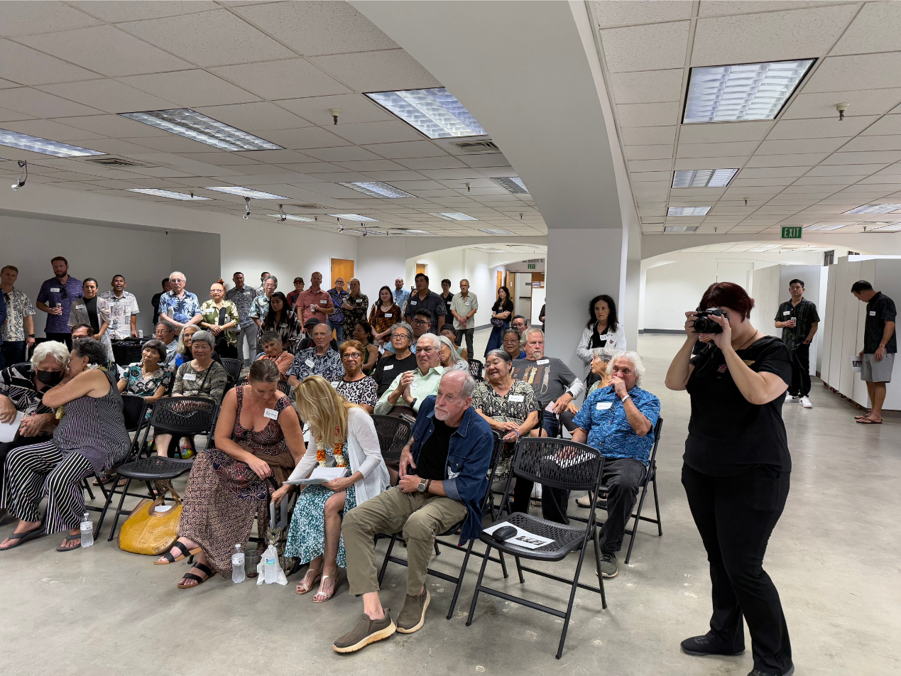 About 100 people attended a celebration of life for Ed Greevy at the Downtown Art Center in Honolulu.